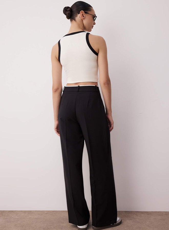 trendyol Black Belt Detailed Wide Leg Trousers - Image 4