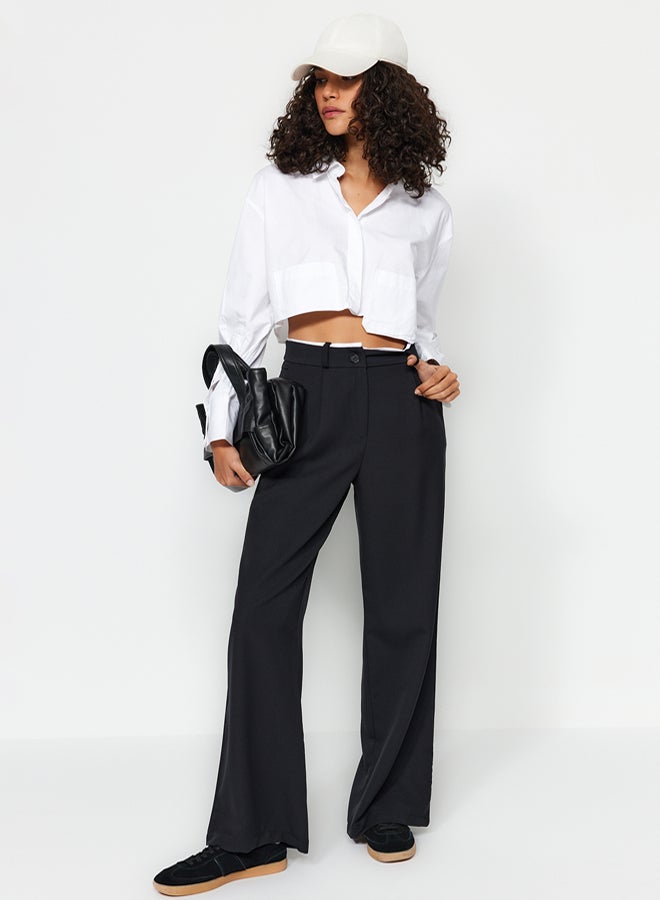 trendyol Black Belt Detailed Wide Leg Trousers - Image 5