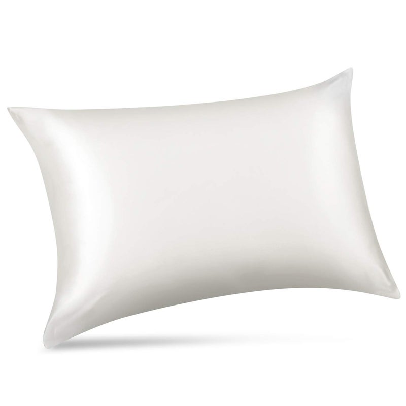 ALASKA BEAR Silk Pillowcase for Hair and Skin, Grade 6A 100% Mulberry Silk Pillow Cases Standard Size for Bliss Sleep with Random Color Scrunchy Gift Set Better Than Poly Satin, 1pc, Ivory White - Image 2