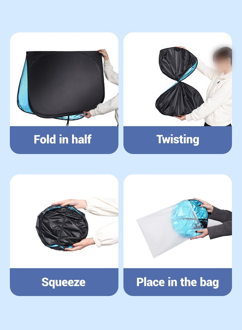 مظلة شمسية قابلة للطي وخفيفة الوزن للسيارة مع حقيبة تخزين، مظلة شمسية عاكسة للزجاج الأمامي، مظلة شمسية لنوافذ السيارة للحماية من حرارة الشمس وحجب الأشعة فوق البنفسجية، للحفاظ على برودة السيارة - Image 5