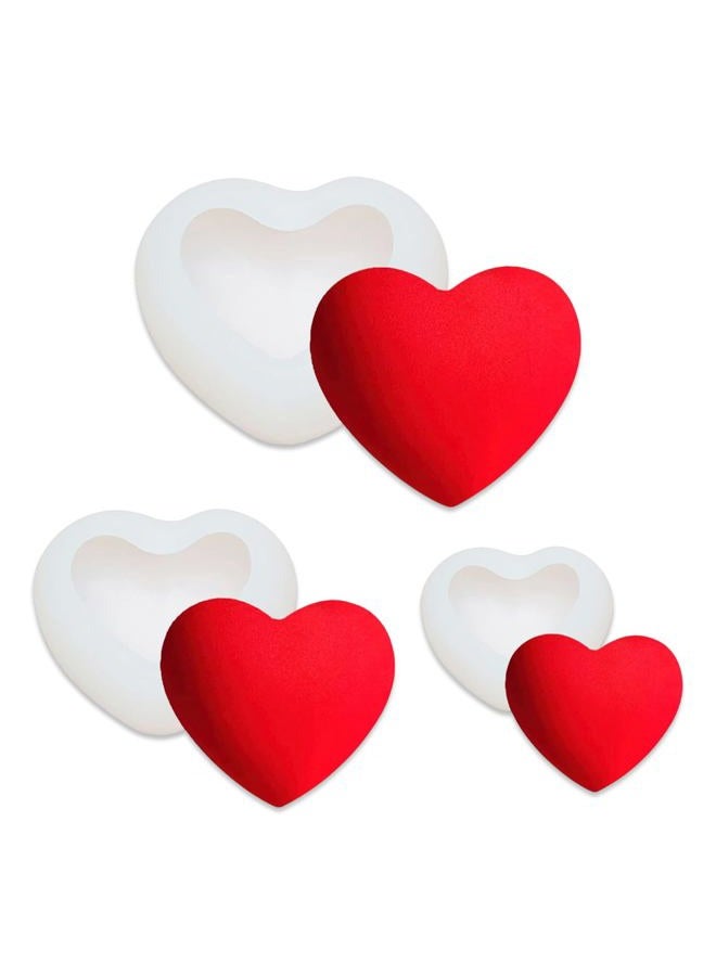 3D Heart-Shaped Candle Molds Silicone Making Chocolate Cake Resin Pillar Aromatherapy Gypsum Wax Soap Valentine's Day Wedding DIY Craft Supplies 3 Pcs - Image 1