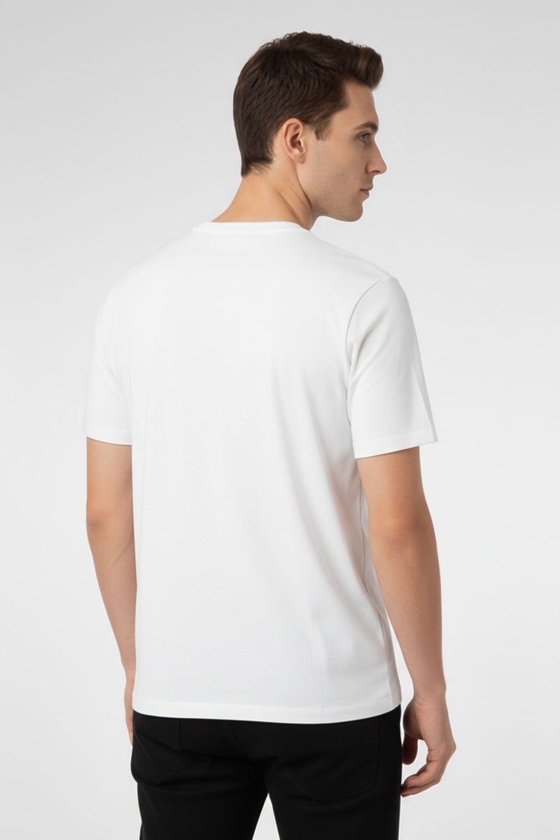 VALENTINO Men Crew Neck Short Sleeve Brand Logo T-Shirt, White - Image 4