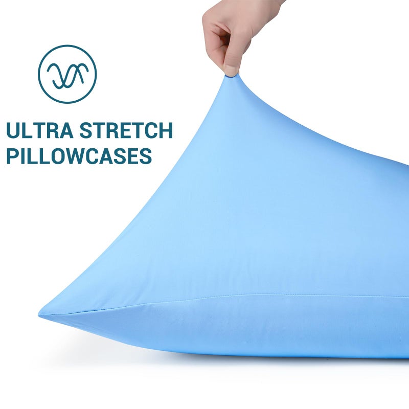 اليجير حالات وسادة التبريد الأنيقة للنوم الساخن الياباني Q-Max> 0.55 وسادة تبريد القوس أغطية وسادة تبريد مرنة مزدوجة الجوانب مع مجموعة سحاب مخفية من 2-الأزرق القياسي وحجم كوين - Image 5