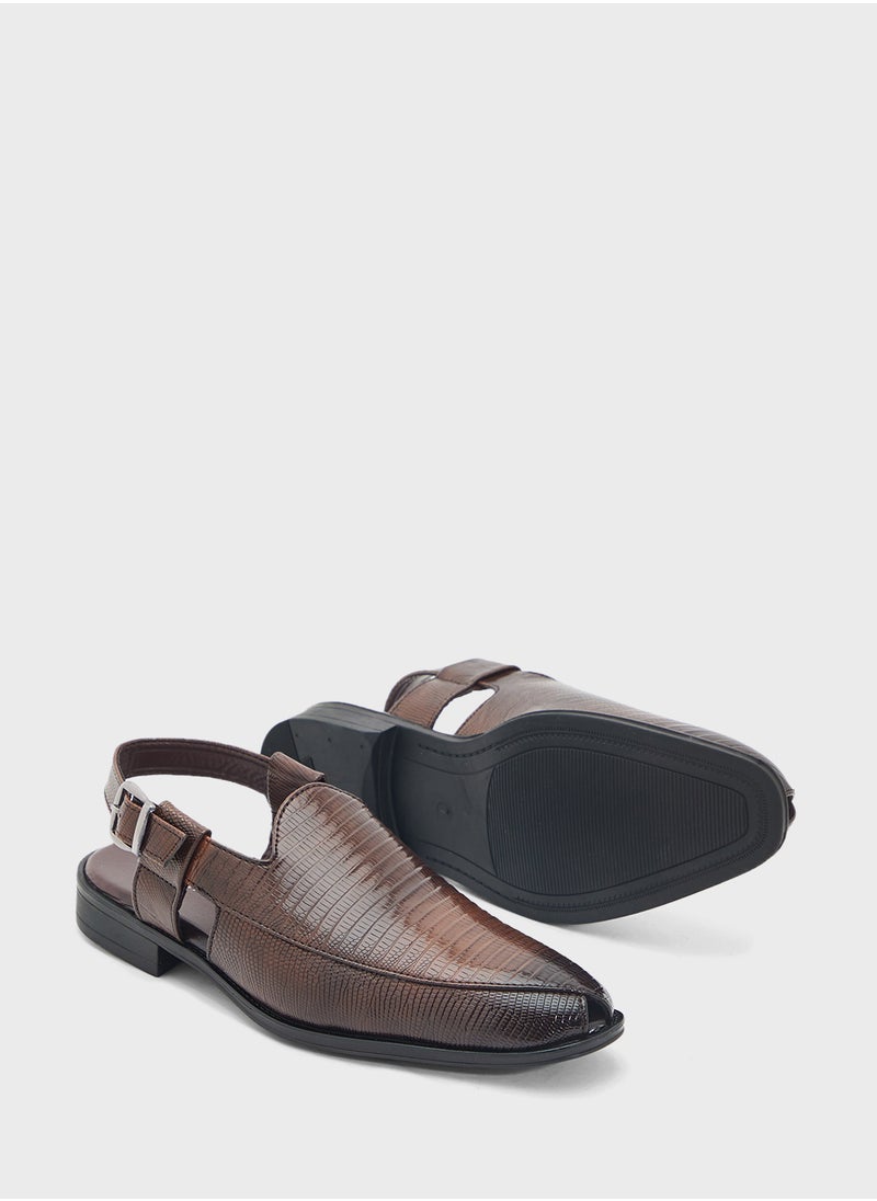 Robert Wood Snake Print Peshawari Sandals  - Image 3