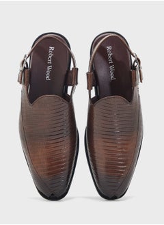 Robert Wood Snake Print Peshawari Sandals  - Image 4