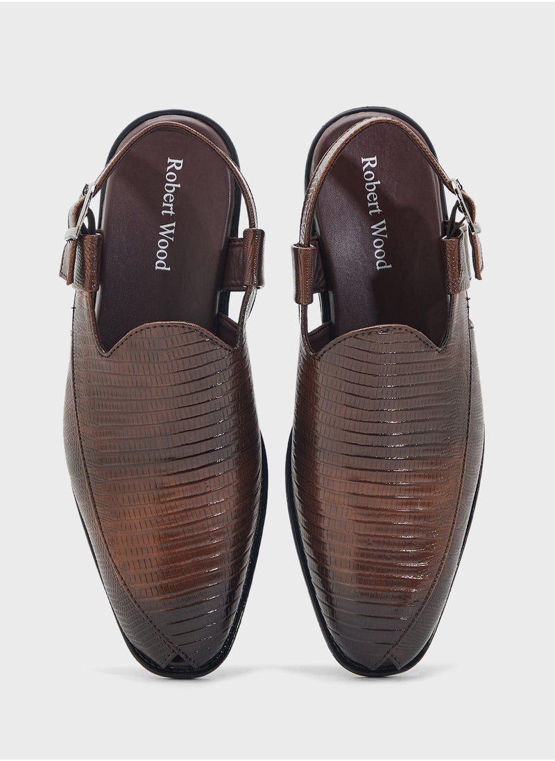 Robert Wood Snake Print Peshawari Sandals  - Image 4