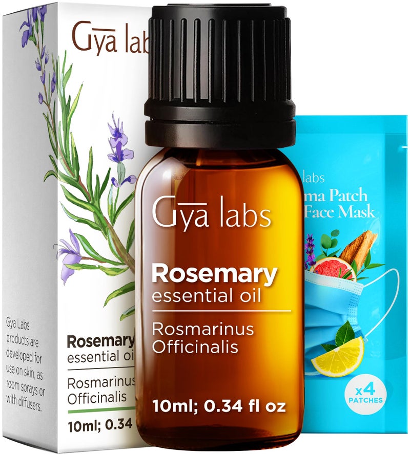 Gya Labs Rosemary Essential Oil - 0.34 Fl Oz - 100% Pure Rosemary Oil for Hair, Skin, Teeth and Gums, Diffuser, Aromatherapy & DIY Candle Making Scent - Image 1