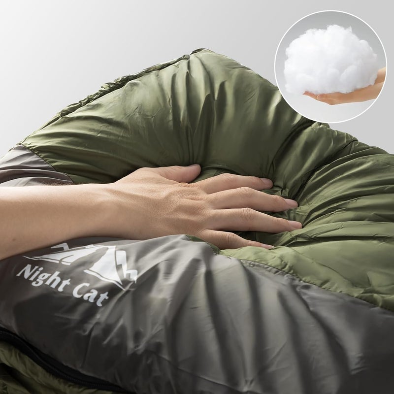 Night Cat Camping Sleeping Bag for Adults 3 Seasons Portable Lightweight Backpacking Hiking Traveling Indoor Outdoor Temperature 5-15℃ 2.6x6.3ft Switch to a Quilt or Blanket - Image 3