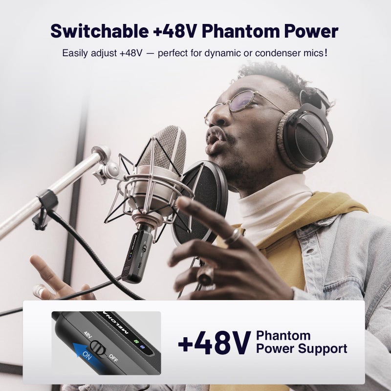 Melonare Plug on UHF 900MHz XLR Wireless Microphone Adapter, XLR Wireless Audio Transmitter & Receiver System, 164ft Range, +48V Phantom Power for Mic, Audio Mixer and PA Setup (MX-1) - Image 4