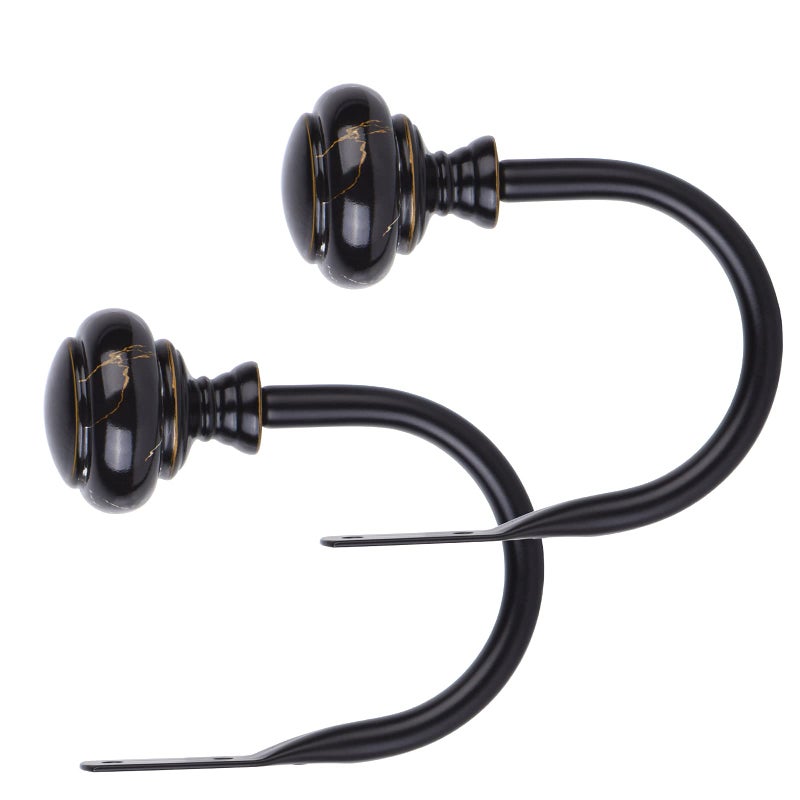 KAMANINA Decorative Curtain Drapery Holdbacks Window Curtain Holdbacks Marbled Finials Black1 Pair2 Pack Small