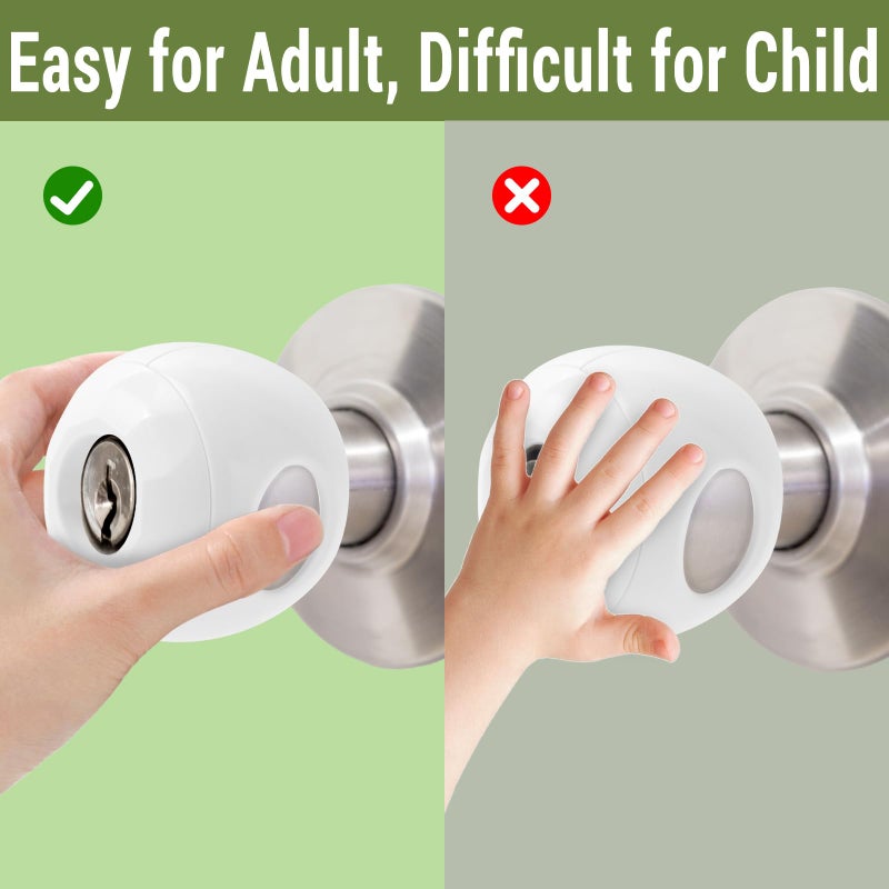 Gcrq Child Safety Door Knob Covers 4 Pack Reusable Baby Proof Door Knob Locks Baby Proof Door Handle Protector For Kids Universal Fit Easy Grip Lockable Design No Tools Needed - Image 2