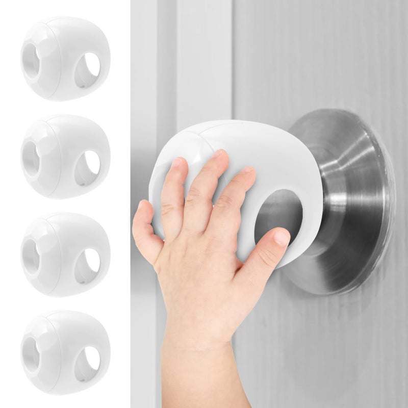 Gcrq Child Safety Door Knob Covers 4 Pack Reusable Baby Proof Door Knob Locks Baby Proof Door Handle Protector For Kids Universal Fit Easy Grip Lockable Design No Tools Needed - Image 1