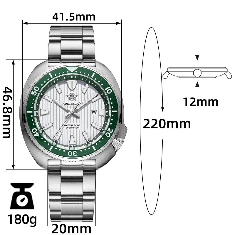 ADDIESDIVE Slim Dive Watches for Man Waterproof 200 M Sapphire Crystal Ceramic Bezel BGW9 Luminous Fashion Analog Watch Shutter Texture Dial - Image 2