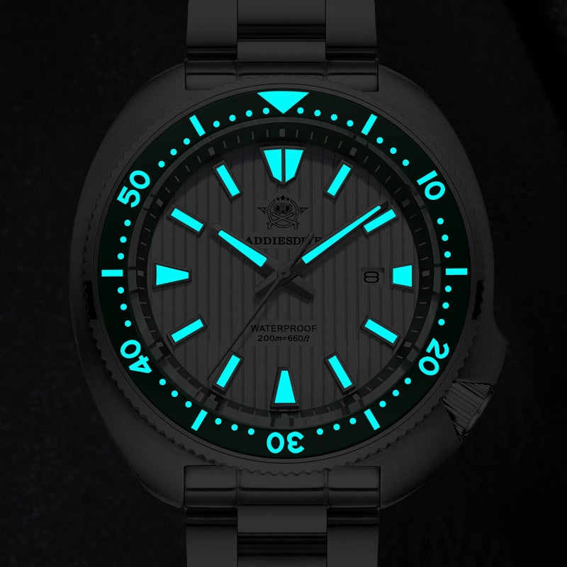 ADDIESDIVE Slim Dive Watches for Man Waterproof 200 M Sapphire Crystal Ceramic Bezel BGW9 Luminous Fashion Analog Watch Shutter Texture Dial - Image 3