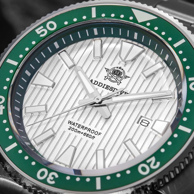 ADDIESDIVE Slim Dive Watches for Man Waterproof 200 M Sapphire Crystal Ceramic Bezel BGW9 Luminous Fashion Analog Watch Shutter Texture Dial - Image 4