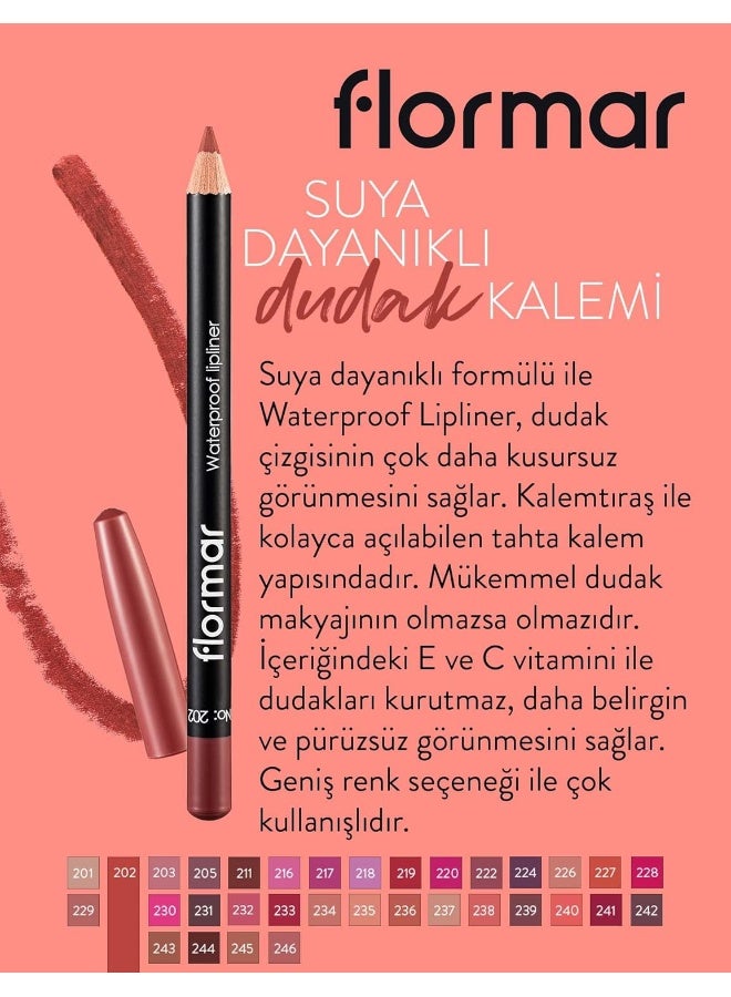 flormar Highly Pigmented & Matte Finish Waterproof Lipliner Pencil 202 Soft Pink Brown - Image 5