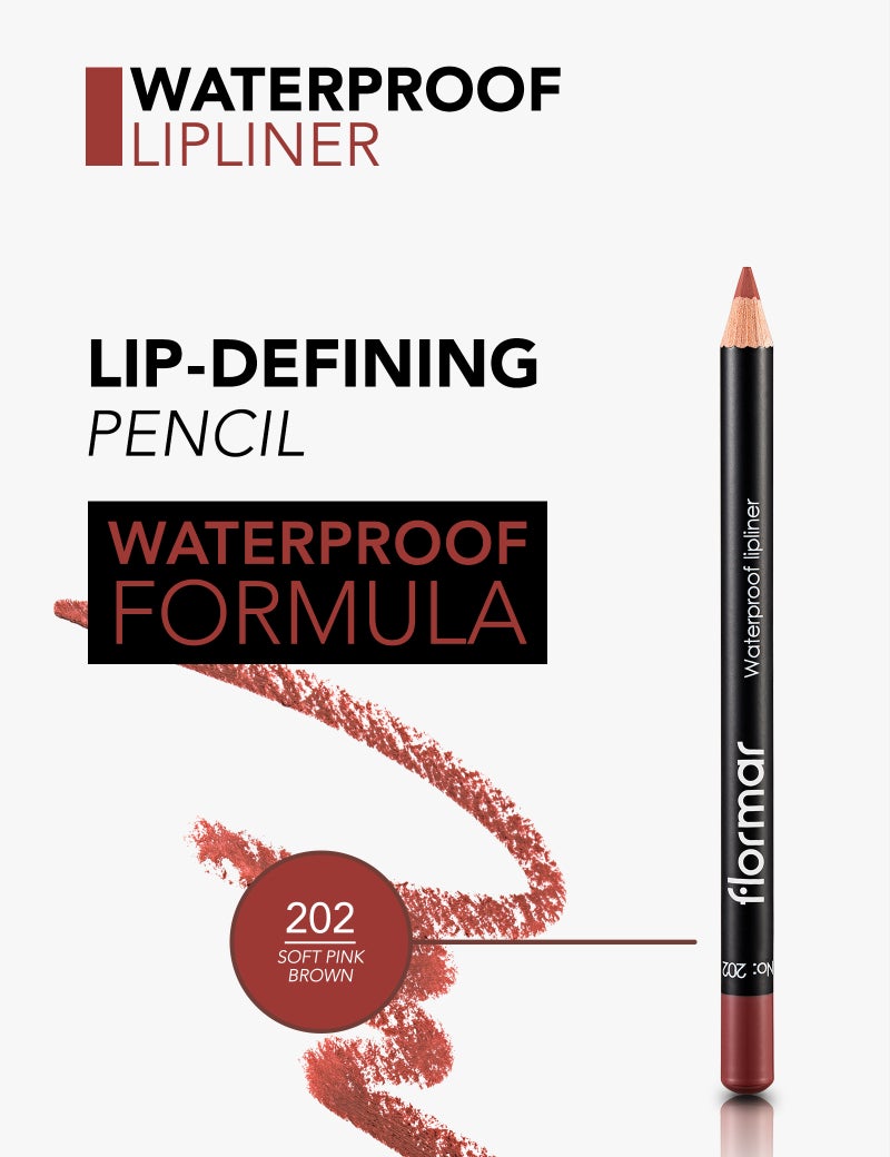 flormar Waterproof Lipliner – 202 Soft Pink Brown – Blendable, Long-Wear, Waterproof, Precise Tip, Smooth 202-SFT PNK BRWN - Image 5