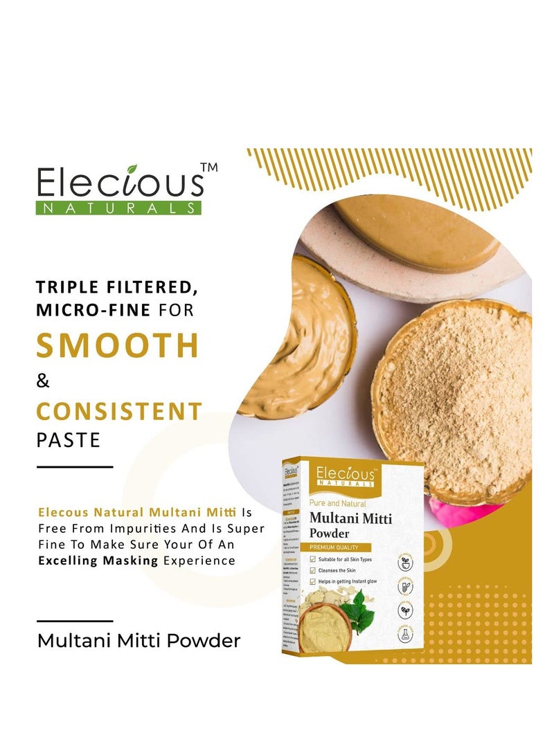 Elecious 100% Natural Multani Mitti Powder for Face Skin and Hair Fuller Earth Bentonite Clay  200G - Image 2
