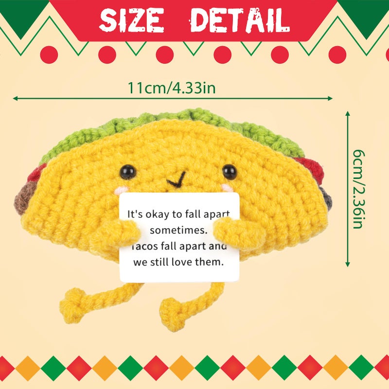 A AIFAMY Funny Positive Coffee, Emotional Crochet Doll, Cute Crochet Potato Partner Toy with Positive Card Cheer Up Funny Gag Gifts for Best Friend Birthday Women Teacher Fallï¼ˆTaco - Image 2