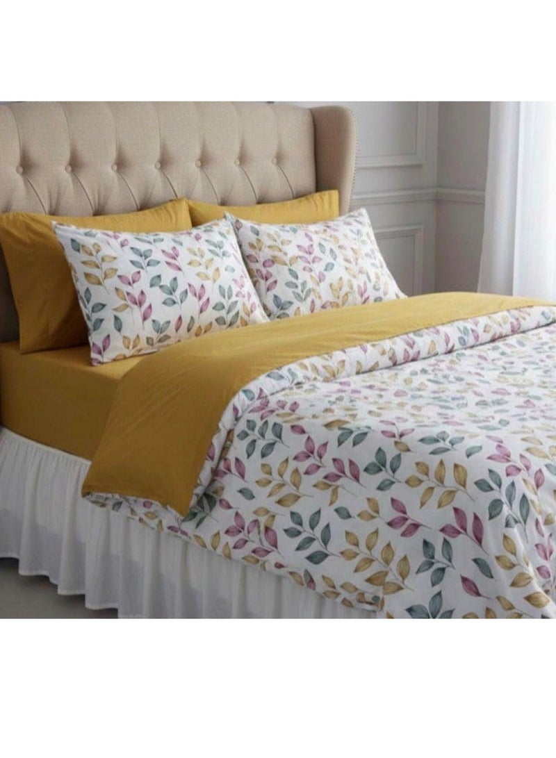 MOVEX Flat Bed Sheet Set 4 Pieces Cotton Amreya Size 160cm - Colorful Tree Branches Shapes - Includes 1 Sheet, 1 Pillow Case and 2 Khadia - Made in Egypt - Image 4