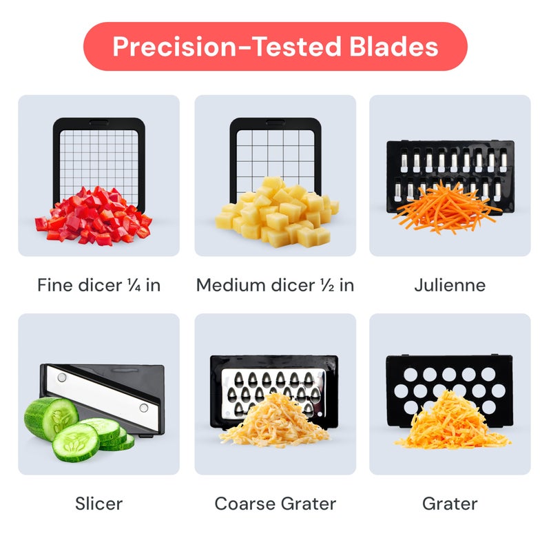 Fullstar The Original Pro Chopper - Vegetable Chopper and Mandoline Slicer, Food Chopper with Container, Fruit Cutter, Veggie Slicer, Kitchen Gadgets & Gifts, Home Essentials (6 in 1, Black) - Image 4