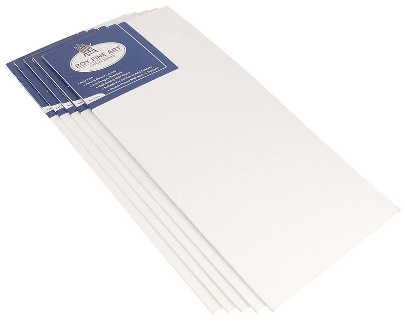Worison Roy Fine Art Cotton Canvas Board Medium Grain 8 X 20 Inch with 4MM Board Backing - Pack of 3 - White - Image 1