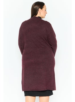 VERO MODA Women Open Front Textured Cardigan, Dark Maroon  - Image 2