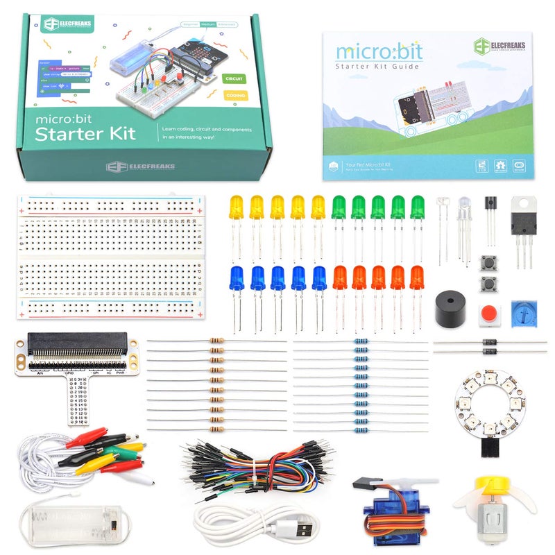 EF ELECFREAKS ELECFREAKS microbit Starter Kit for Kid 24 Accessories Micro:bit Basic Coding Electronics Kit, STEM Educational DIY Experiment Kit, Electric Circuit Learning with Guidance Manual(Without Micro: bit) - Image 1