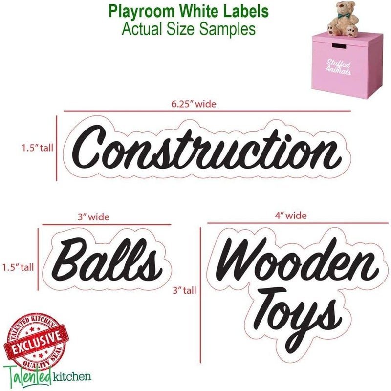 Talented Kitchen Playroom Organization Labels - 120 White Preprinted Stickers for Bins  Containers  Folders  Cubbies - Water Resistant Toy Storage & Craft Supplies Labels - Image 3