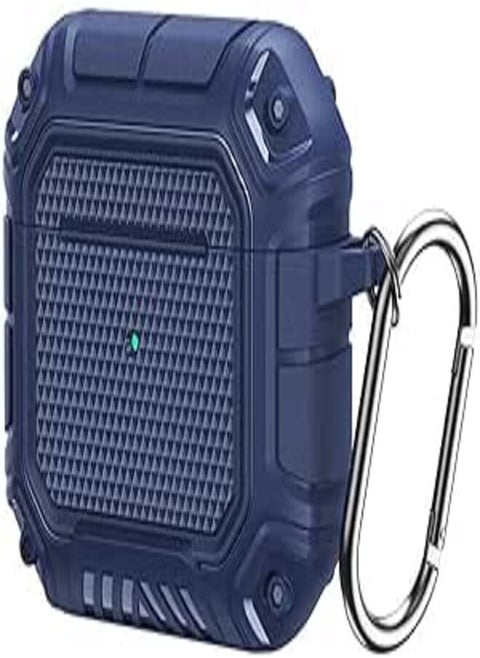 AirPods Pro 2/2022 Case, Military Design TPU Hard Shell, Full-Body Rugged Protective Cover Shockproof, Secure Lock Clip with Keychain for AirPod Pro 2/2022[Front LED Visible] (Blue)