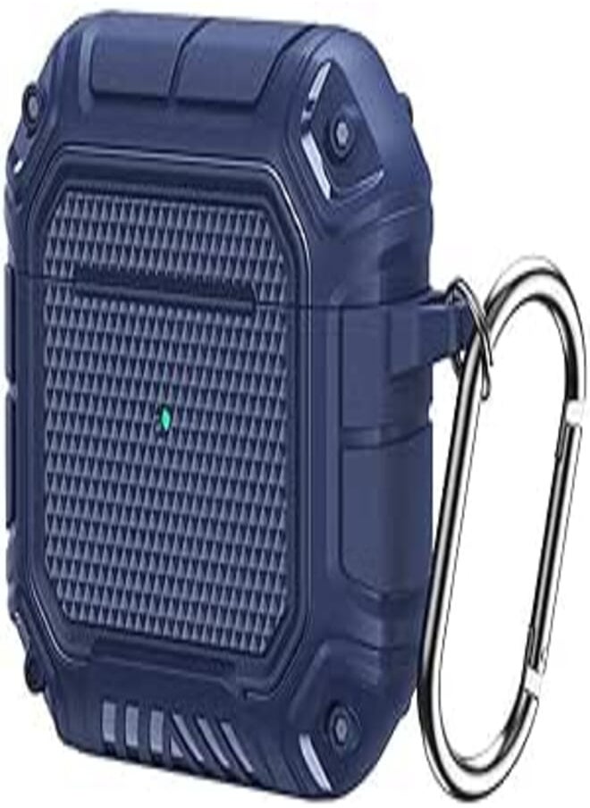 Generic - AirPods Pro 2/2022 Case, Military Design TPU Hard Shell, Full-Body Rugged Protective Cover Shockproof, Secure Lock Clip with Keychain for AirPod Pro 2/2022[Front LED Visible] (Blue) - Image 1