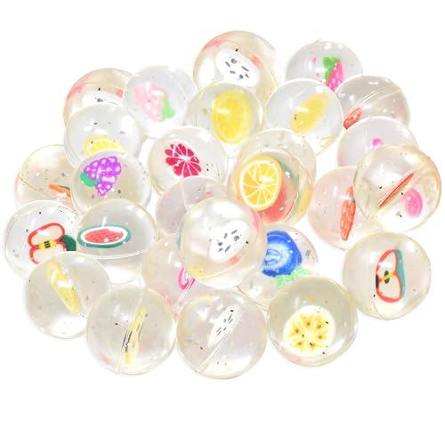 Kiddie Play 25 Bouncy Balls for Kids Party Favors Fruits Bouncy Ball 27mm Superball Small Rubber Balls for Kids - Image 1