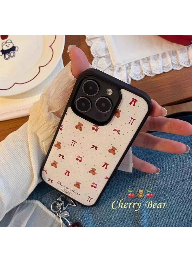 NIBEMINENT Polka Dot Bow Teddy Bear Protective TPU Case Cover For iPhone 16 Pro Max - Image 2