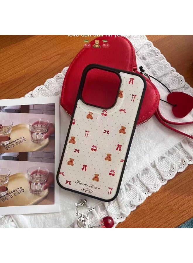 NIBEMINENT Polka Dot Bow Teddy Bear Protective TPU Case Cover For iPhone 16 Pro Max - Image 1