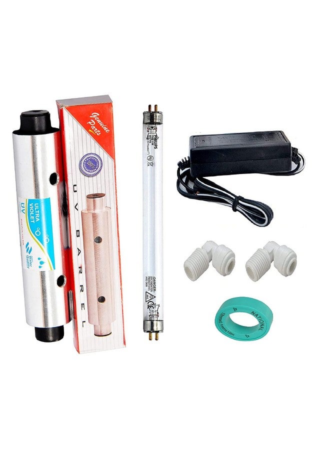 IONIX مجموعة IONIX الكاملة للأشعة فوق البنفسجية لجهاز تنقية المياه RO متوافقة مع جميع أجهزة تنقية المياه RO/UF - مصباح UV، غرفة و تشوك، 1 مجموعة، فضي - Image 4