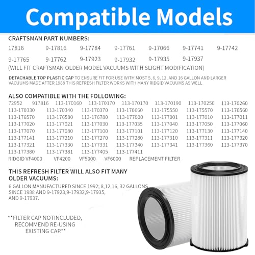 MZY LLC 2 Pack VF4000 Filter Replacement for Ridgid for Shop Vac Wet Dry Vacuums 5-20 Gallon 72947 & for Husky 6-9 Gallon Vacuum Cleaners RV2400A RV2600B WD5500 WD0671 - Image 3