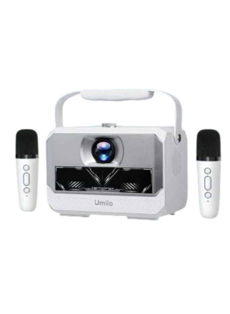 Umiio Q6 Max Smart Android Projector with Wireless Dual Karaoke Microphones, 4K & 720P Support, 200-Inch Giant Screen, WiFi & Bluetooth, HDMI/USB Connectivity – Portable Home Theater & Party Entertainment - Image 1
