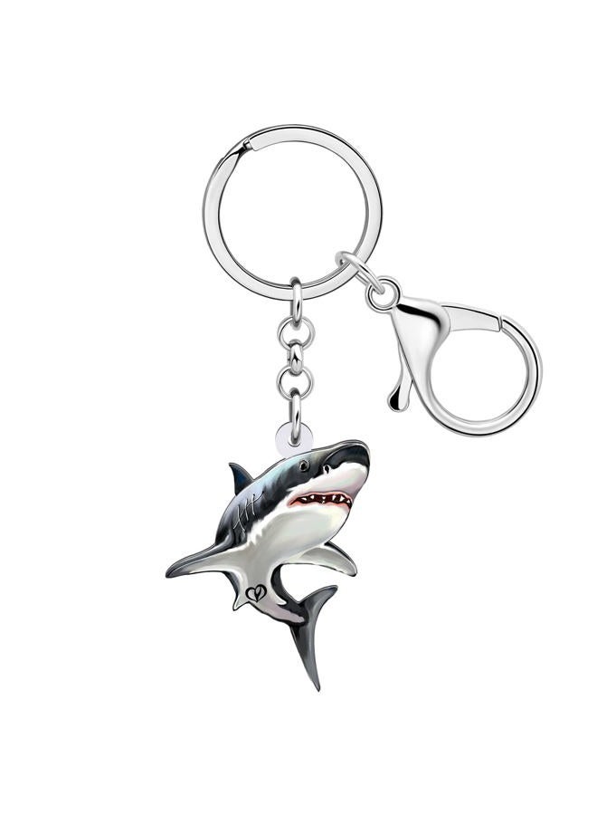DALANE Acrylic Novelty Shark Keychains Ocean Fish Car Key Ring Sea Life Jewelry Gifts for Women Girls Purse Charms (Grey) - Image 1