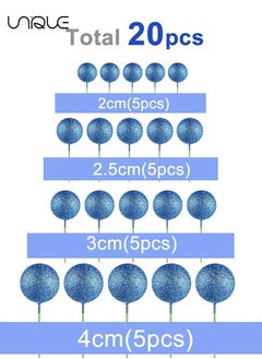 Unique 20 Pcs Ball Cake Topper Decorations Mini Balloons Cake Topper Sticks Blue Gold Balls Cake Picks Cake Topper Balls Cake Decorations for Birthday Cake Decorations  - Image 2