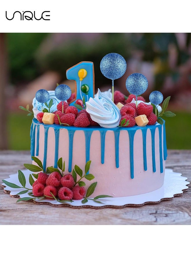 يونيك 20 قطعة الكرة كعكة توبر الزينة ميني بالونات كعكة توبر العصي كرات الذهب الأزرق كعكة اللقطات كعكة كرات توبر كيك زينة كعكة لتزيين كعكة عيد الميلاد - Image 4