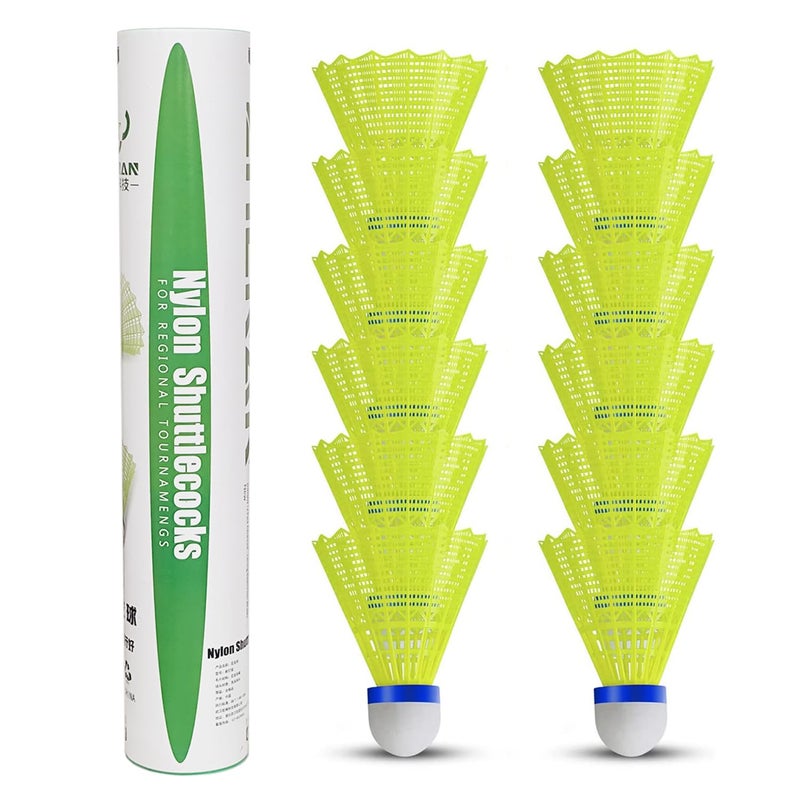 ZHENAN Badminton Birdies,12 Pack Nylon Badminton Shuttlecocks-Hight Speed Batting Training Practice Birdie Ball for Indoor and Outdoor Sports Matches,Highly Stable & Durable Shuttle Balls - Image 1
