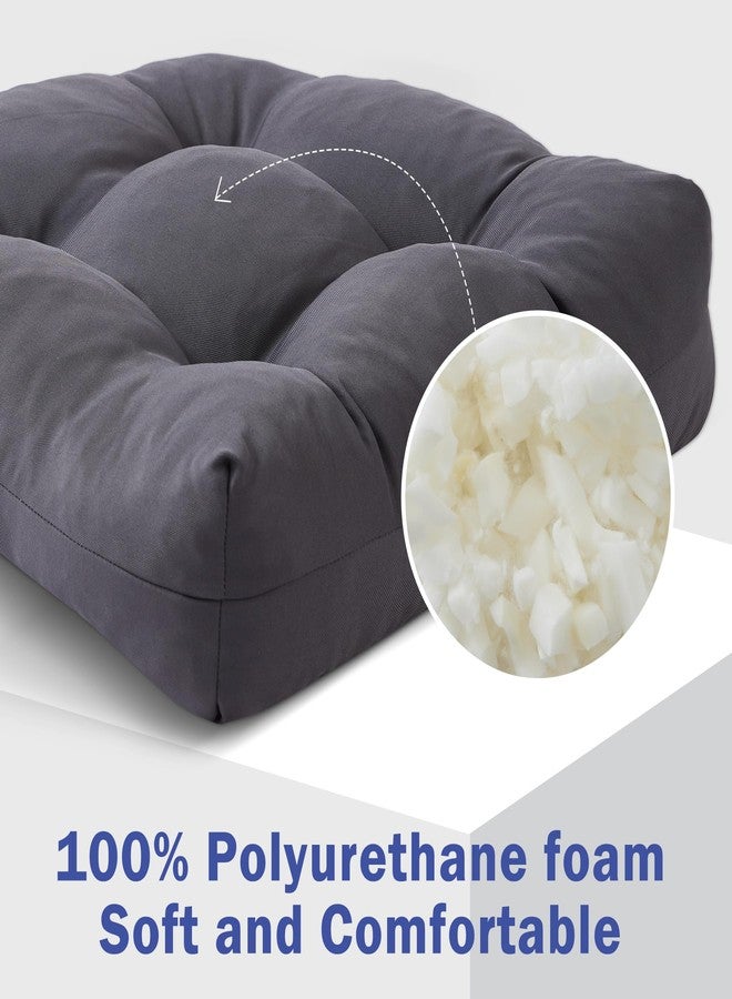 IPYNBAP Outdoor Chair Cushions Set of 2, Patio Furniture Cushions for Wicker Chair, 19x19 Tufted Outdoor Seat Cushions with Ties, Waterproof Patio Chair Cushions , Shredded Foam Outdoor Pads, Dark Grey - Image 3