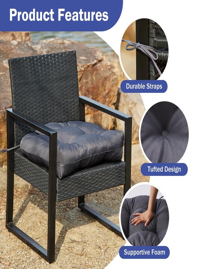 IPYNBAP Outdoor Chair Cushions Set of 2, Patio Furniture Cushions for Wicker Chair, 19x19 Tufted Outdoor Seat Cushions with Ties, Waterproof Patio Chair Cushions , Shredded Foam Outdoor Pads, Dark Grey - Image 5