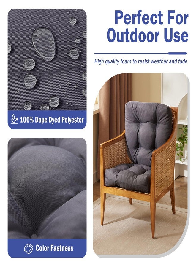 IPYNBAP Outdoor Chair Cushions Set of 2, Patio Furniture Cushions for Wicker Chair, 19x19 Tufted Outdoor Seat Cushions with Ties, Waterproof Patio Chair Cushions , Shredded Foam Outdoor Pads, Dark Grey - Image 2