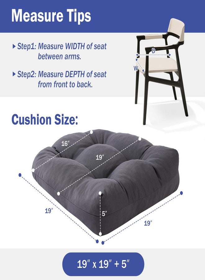 IPYNBAP Outdoor Chair Cushions Set of 2, Patio Furniture Cushions for Wicker Chair, 19x19 Tufted Outdoor Seat Cushions with Ties, Waterproof Patio Chair Cushions , Shredded Foam Outdoor Pads, Dark Grey - Image 4