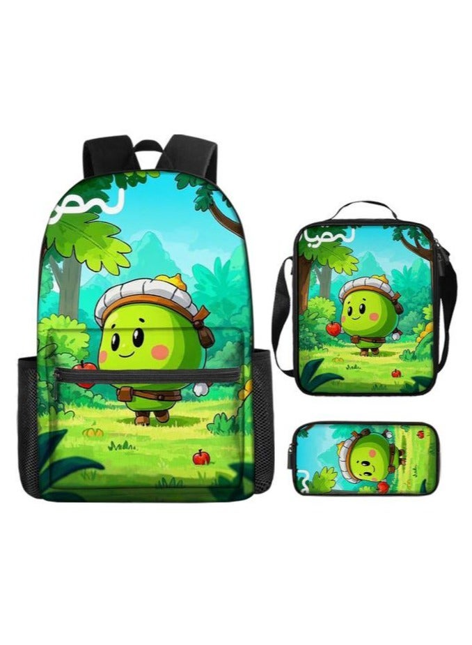 Cartoon three-piece schoolbag with zipper - 641  - Image 1
