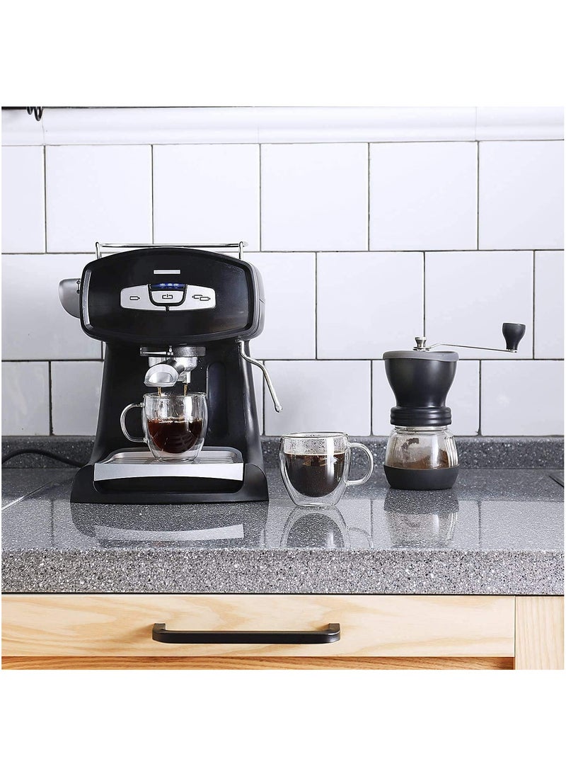 Double Walled Glass Coffee Mugs with Handle Insulated Layer Coffee Cups Clear Borosilicate Glass Mugs Perfect for Cappuccino Tea Espresso Hot Beverage Microwave Safe (2 PCs)