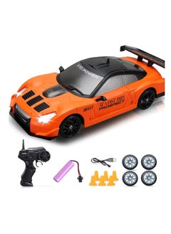 RC Drift Car, Mini RC Drift Car for Adults, 1:24 RC High-Speed ​​Racing Car, 2.4GHz 4WD Racing Enthusiast Toy Car with Headlight, Suitable for Boys and Girls and Adult Gifts (Orange )