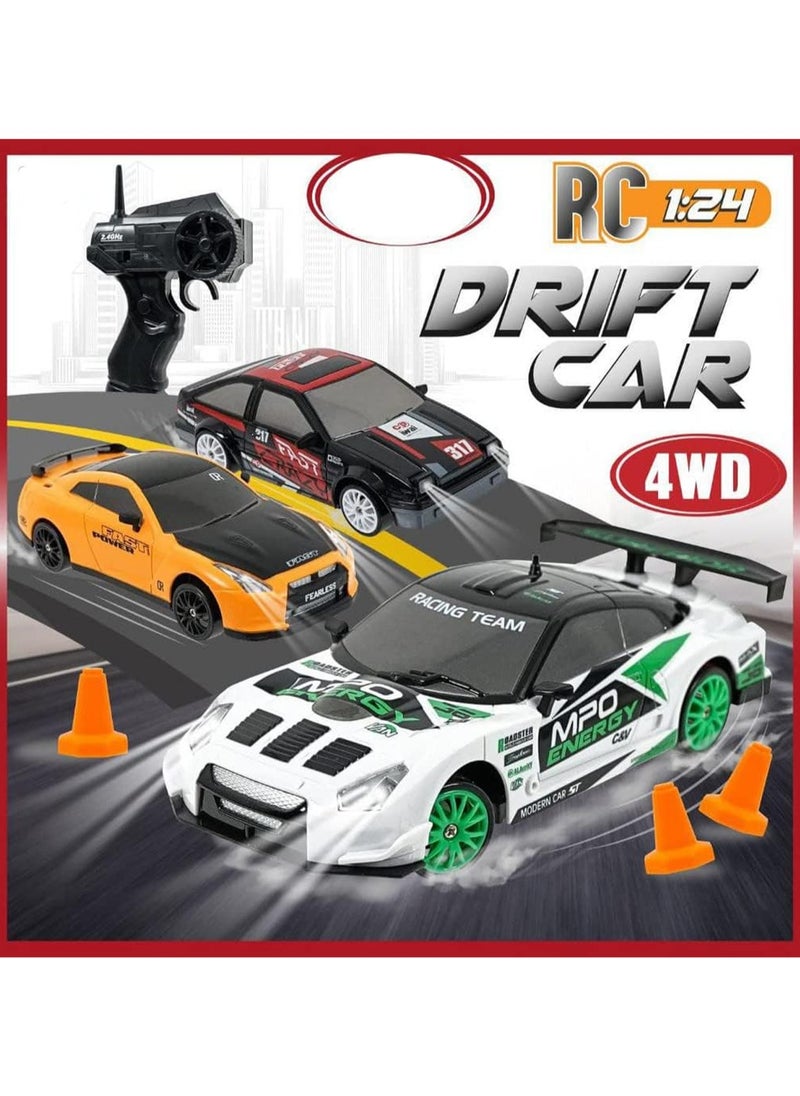 Generic - RC Drift Car, Mini RC Drift Car for Adults, 1:24 RC High-Speed ​​Racing Car, 2.4GHz 4WD Racing Enthusiast Toy Car with Headlight, Suitable for Boys and Girls and Adult Gifts (Orange ) - Image 1