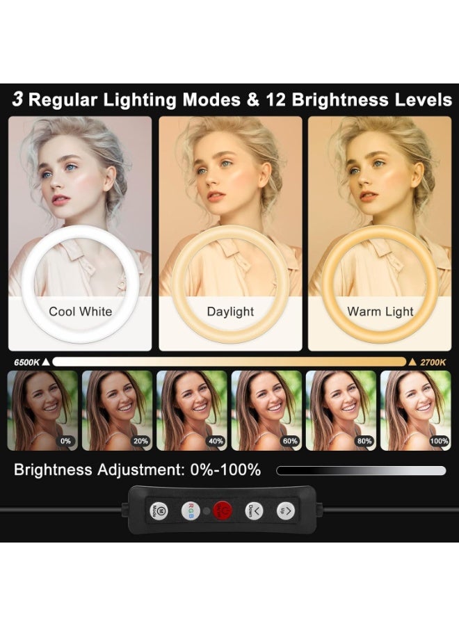 معرض الخليج حلقة إضاءة LED للسيلفي مع سطوع قابل للتعديل - إضاءة تعبئة تعمل بمنفذ USB للمكياج، وتسجيل الفيديو، والبث المباشر، والتصوير الفوتوغرافي، ومكالمات الفيديو - Image 2